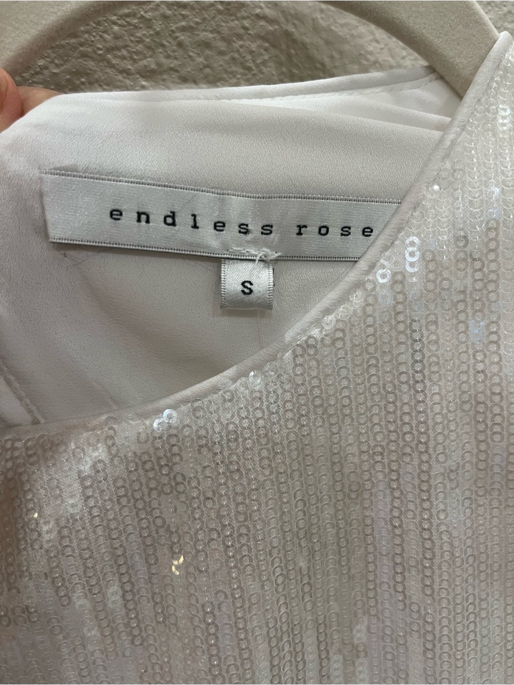 Endless Rose White Sequin Crop Top size small - Picture 4 of 9